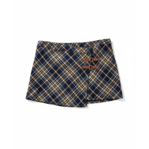 Pull&Bear Leather Detailed Wool Skirt