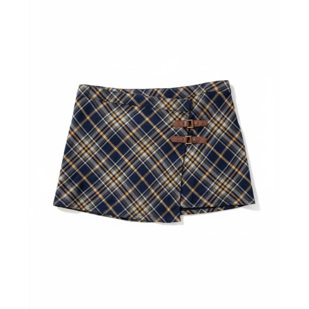 Pull&Bear Leather Detailed Wool Skirt