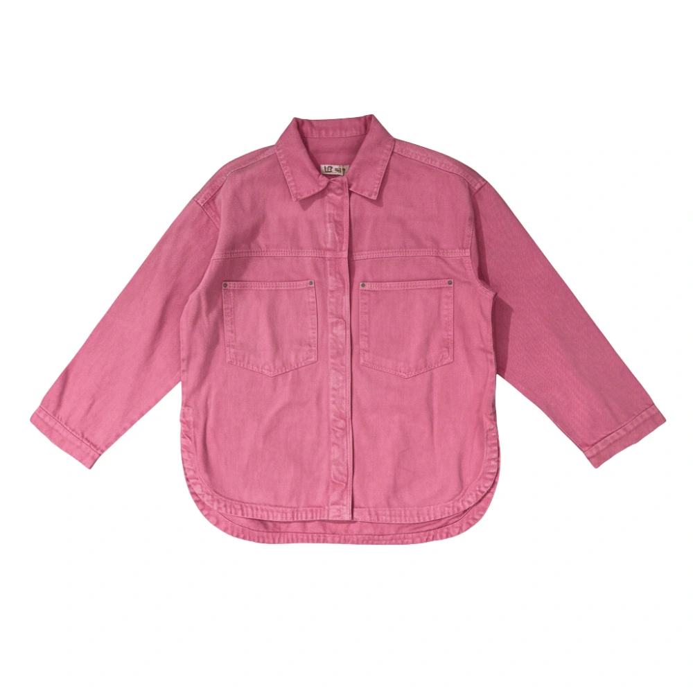 Denim washed buttoned oversized Shirt jacket