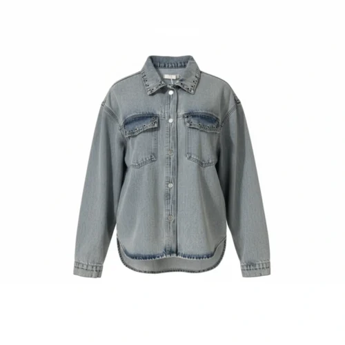 Denim Metal Ring Details Oversized Shirt jacket