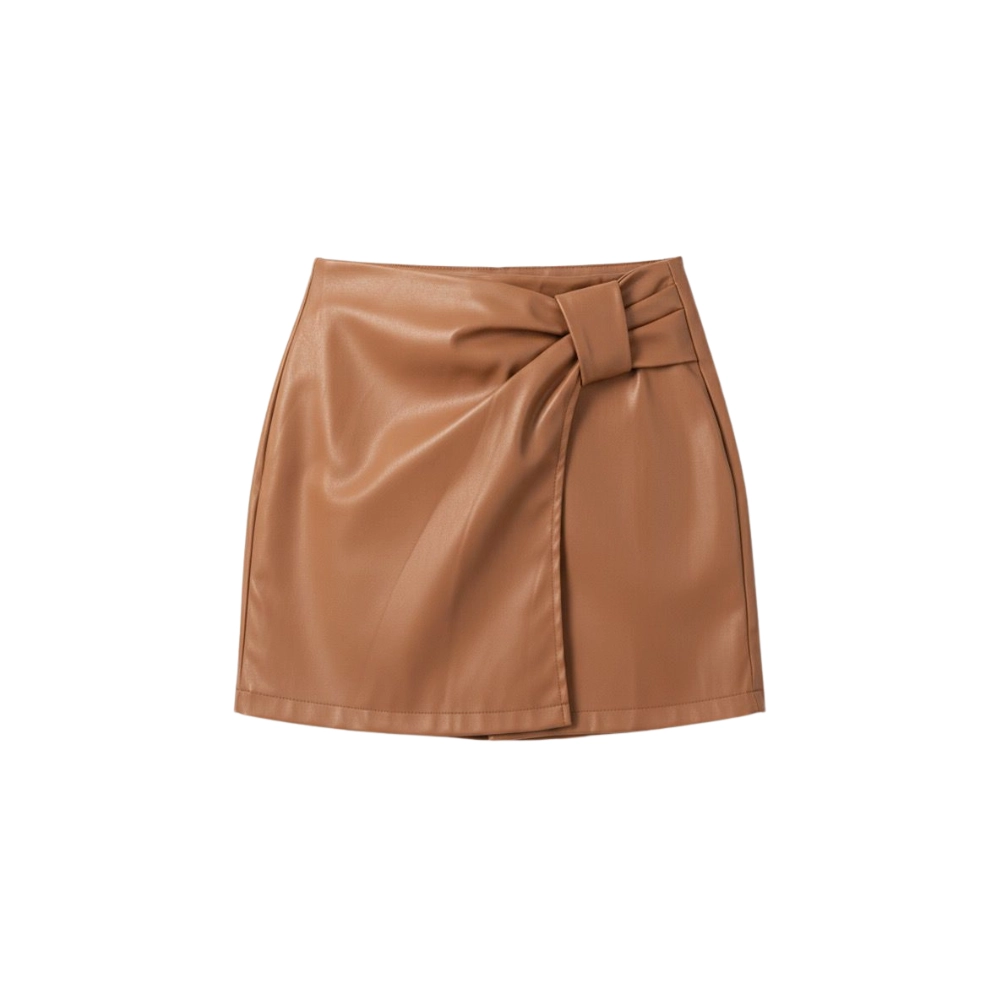 Side Bow Leather Skort