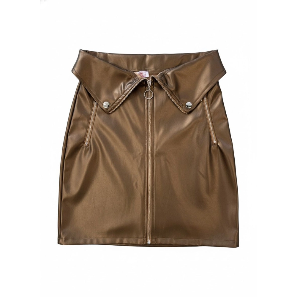 Women's Zipper Leather Skirt