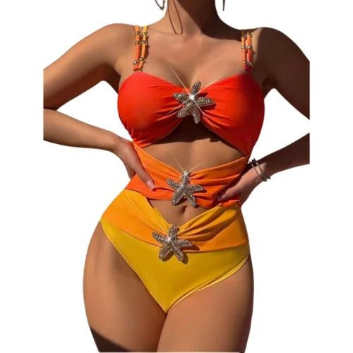 Shein Onepiece with Shiny Metal Star Swimwear