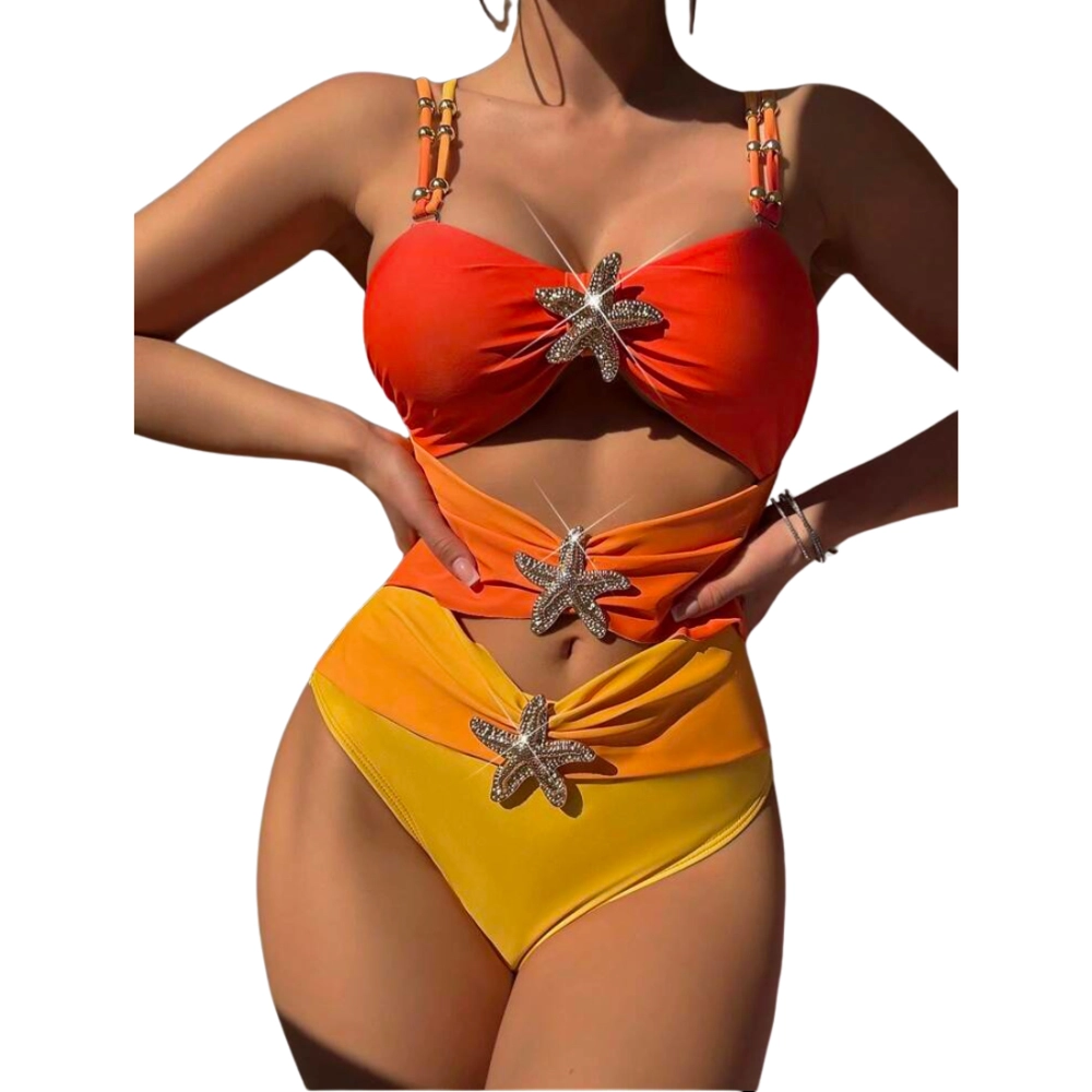 Shein Onepiece with Shiny Metal Star Swimwear