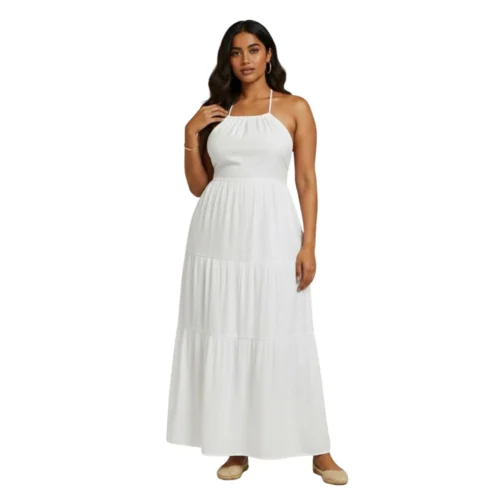 Long Halterneck with Back-Elastic Dress