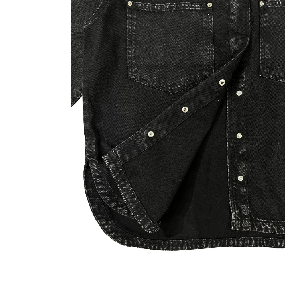 Denim washed Buttoned oversized Shirt jacket - Image 4