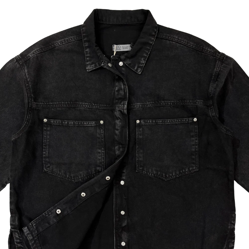 Denim washed Buttoned oversized Shirt jacket - Image 3