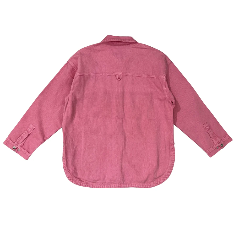 Denim washed buttoned oversized Shirt jacket - Image 4