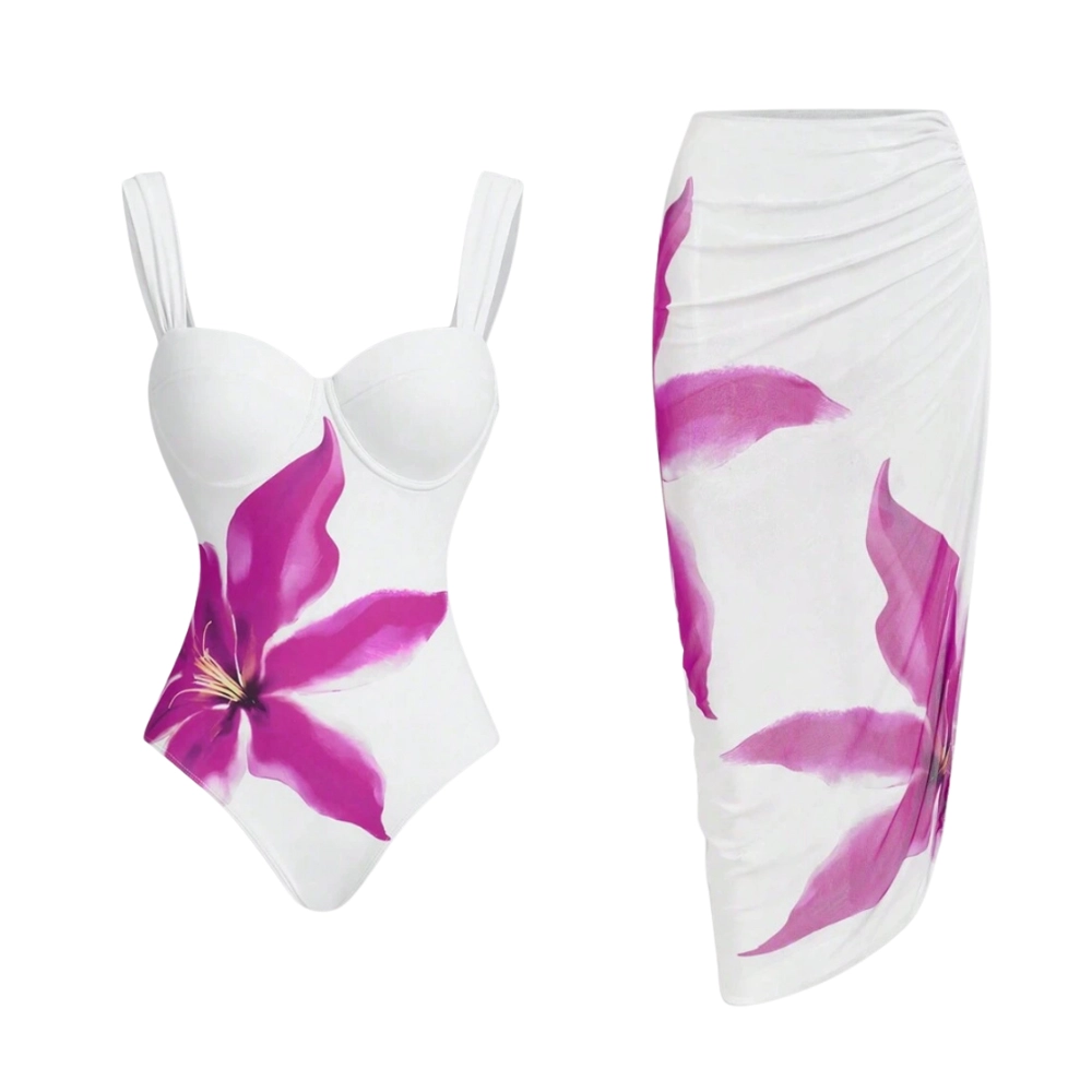 Shein One-Piece Flower Print Swimwear With Cash