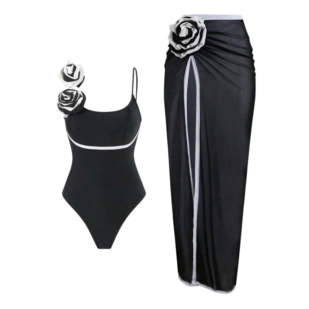 Shein 3D Flowers One-Piece Swimwear With Cash