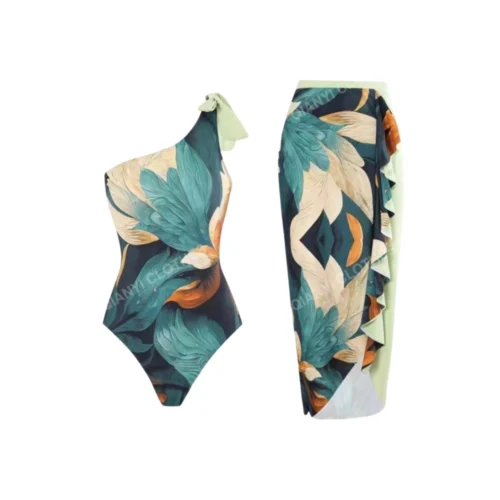 Shein One-Piece Floral Printed Swimwear with Cash