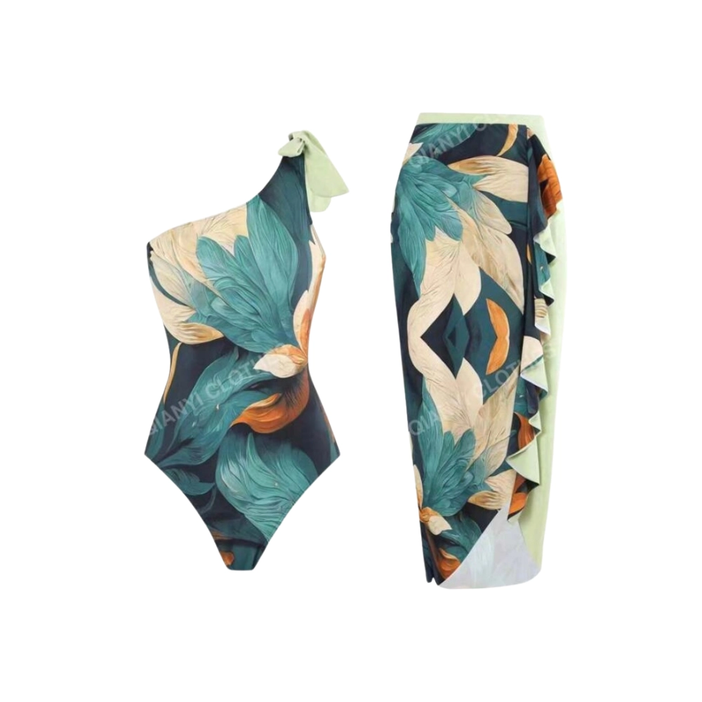 Shein One-Piece Floral Printed Swimwear with Cash