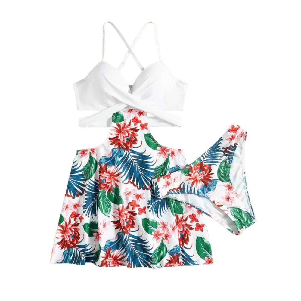 Shein Two-Pieces Tankini Floral Printed Swimwear