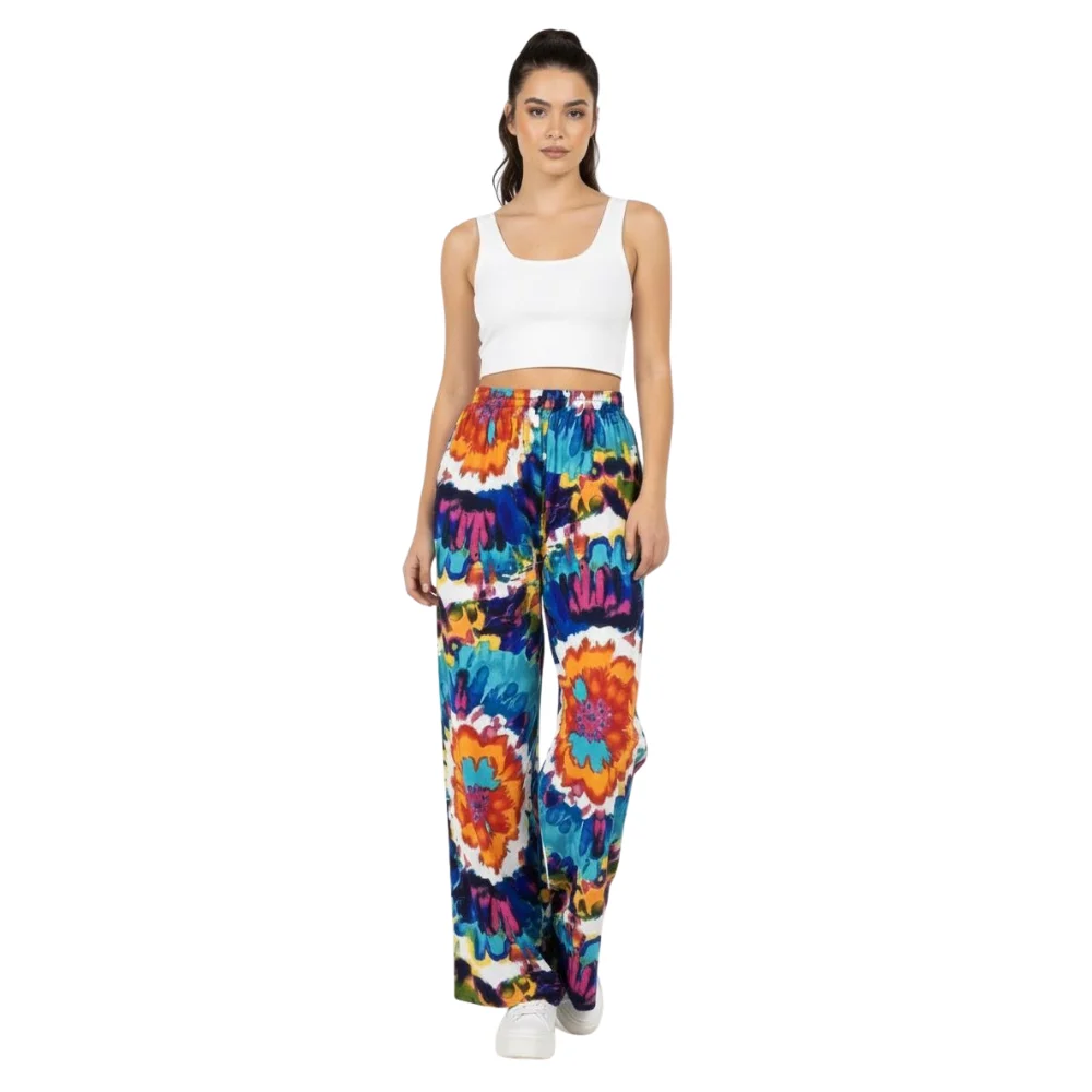 Colourful Elastic Wide Pants