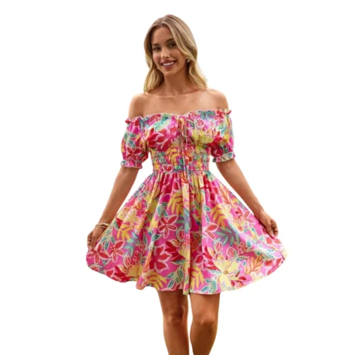 Shein Floral Printed BackLess Dress