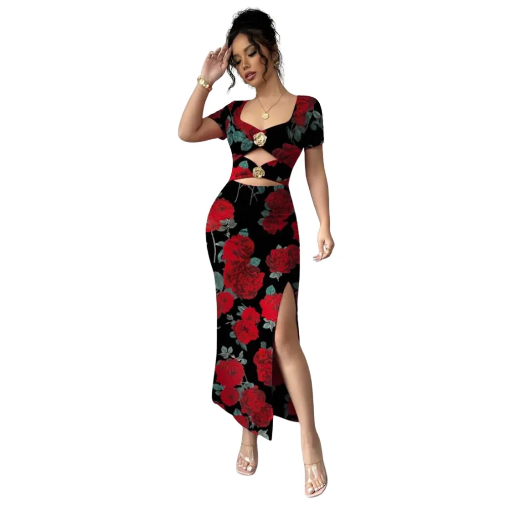 Shein Romantic Floral Fitted Dress