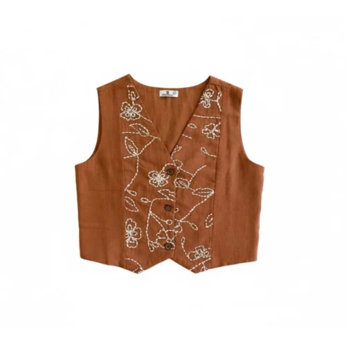 Linen Embroidered Designed Vest