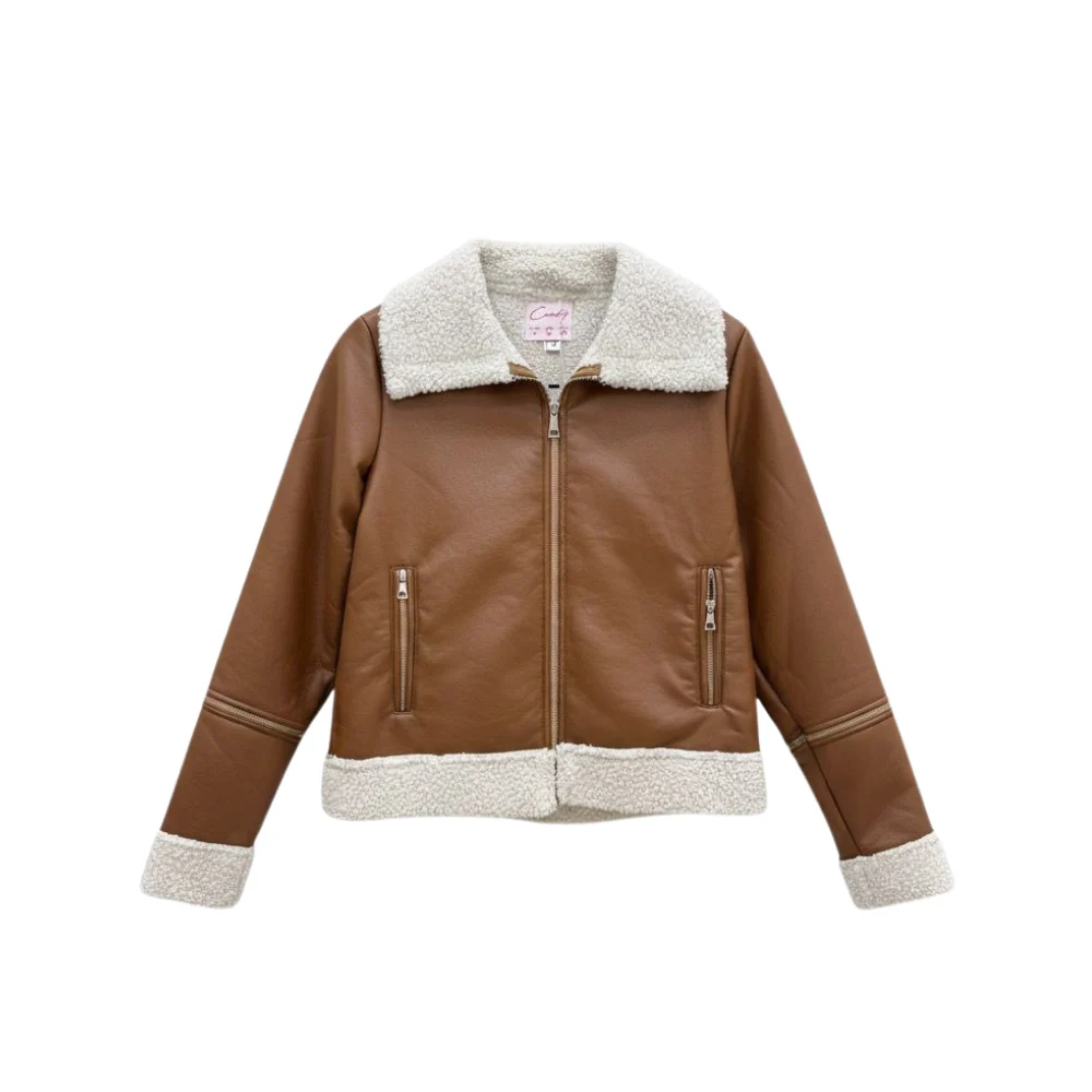 Women's Leather Fur Inside Zipped Jacket