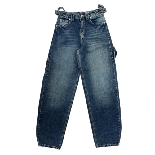 Women's Belted Design Skater-Fit Jeans