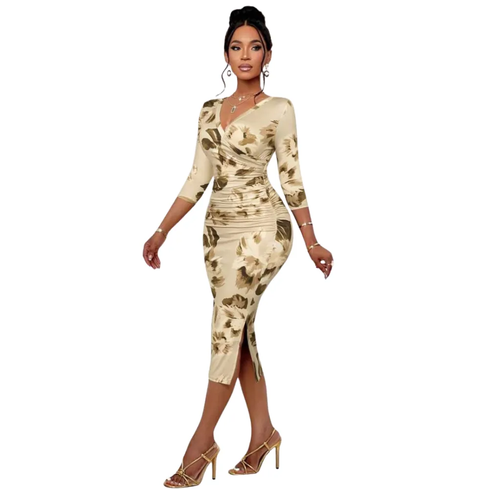 Shein Printed Three-quarter Sleeves Dress