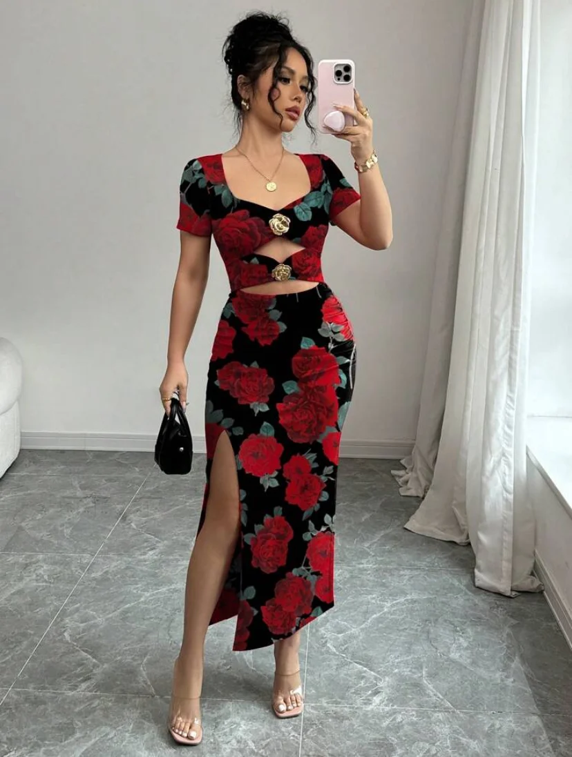 Shein Romantic Floral Fitted Dress - Image 6