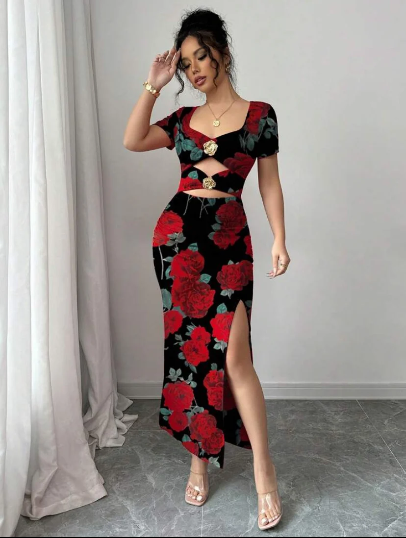 Shein Romantic Floral Fitted Dress - Image 5