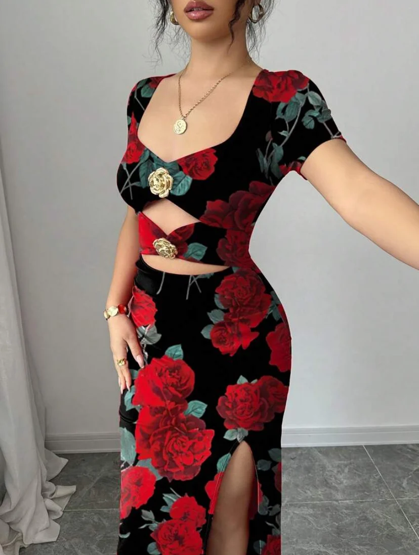 Shein Romantic Floral Fitted Dress - Image 3