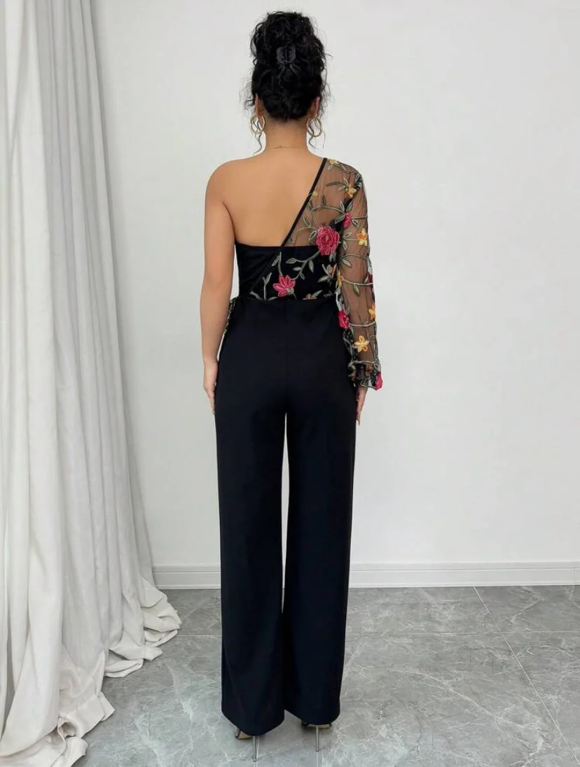 Shein Mesh One-Shoulder Jumpsuit - Image 4