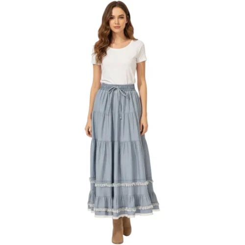 Women's Denim Long-Fit Skirt
