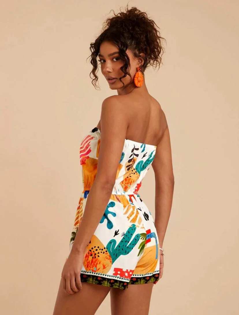 Shein Strapless Summer Printed Jumpsuit - Image 4
