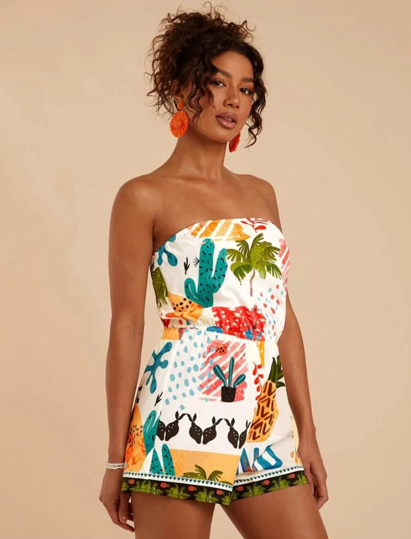 Shein Strapless Summer Printed Jumpsuit - Image 6