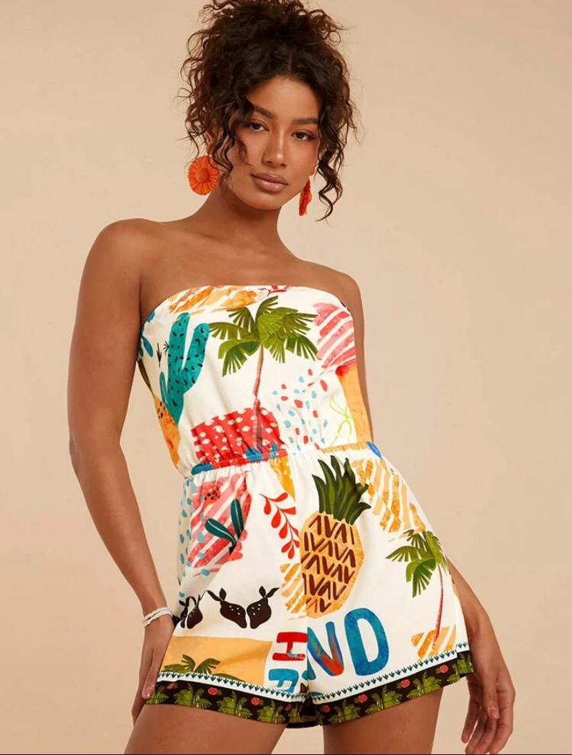 Strapless Summer Printed Jumpsuit
