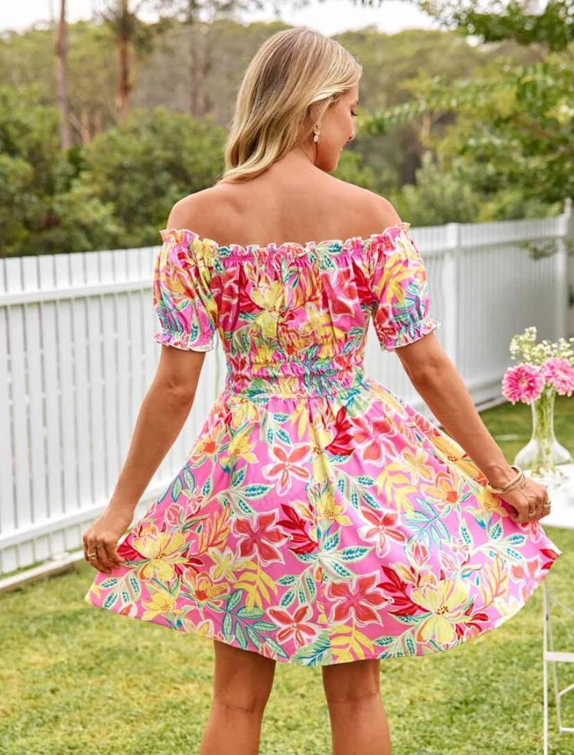 Shein Floral Printed BackLess Dress - Image 4