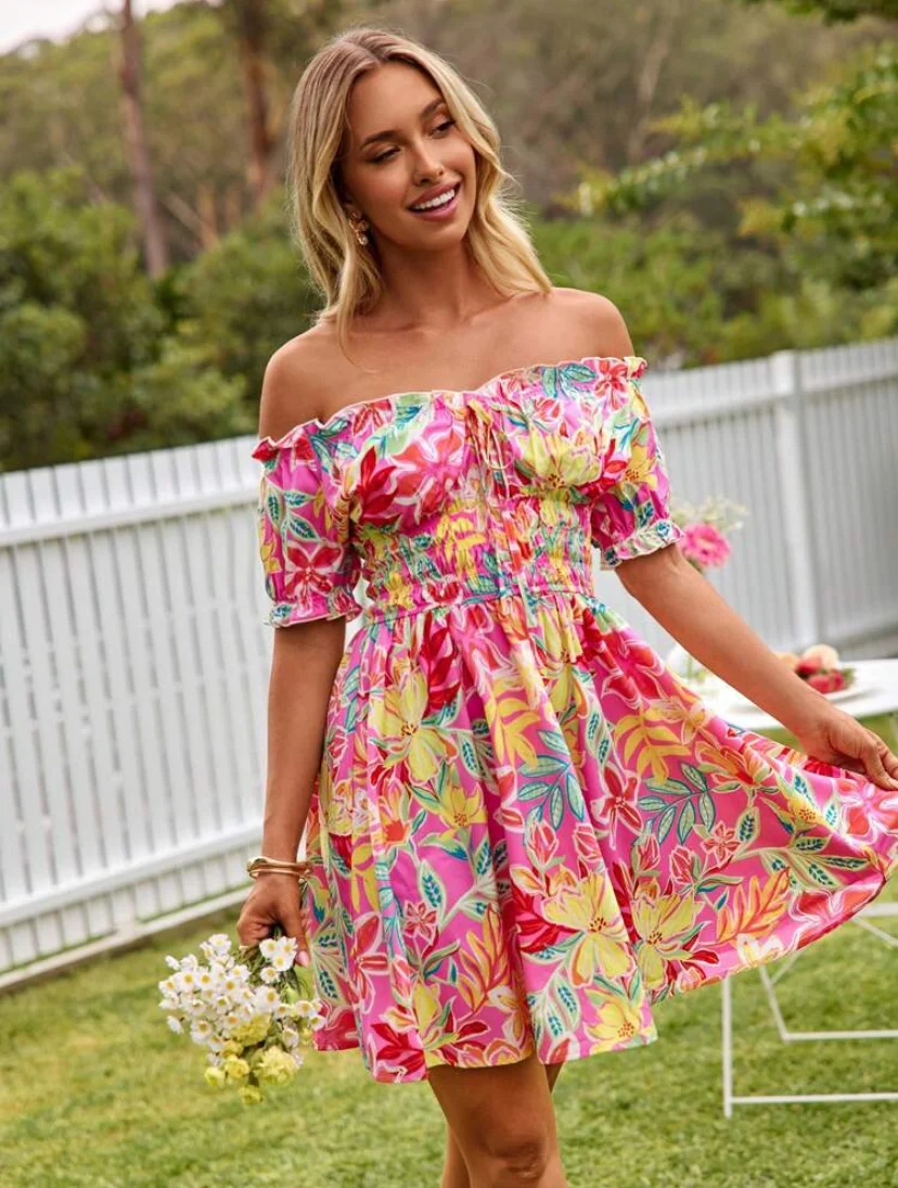 Shein Floral Printed BackLess Dress - Image 3