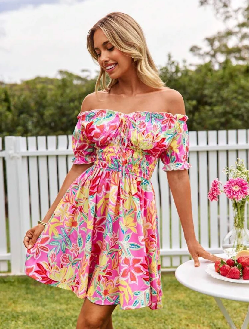 Shein Floral Printed BackLess Dress - Image 5
