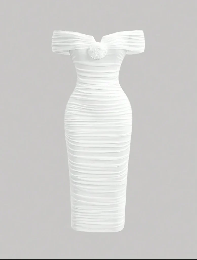 Women's white off-shoulder Wedding dress
