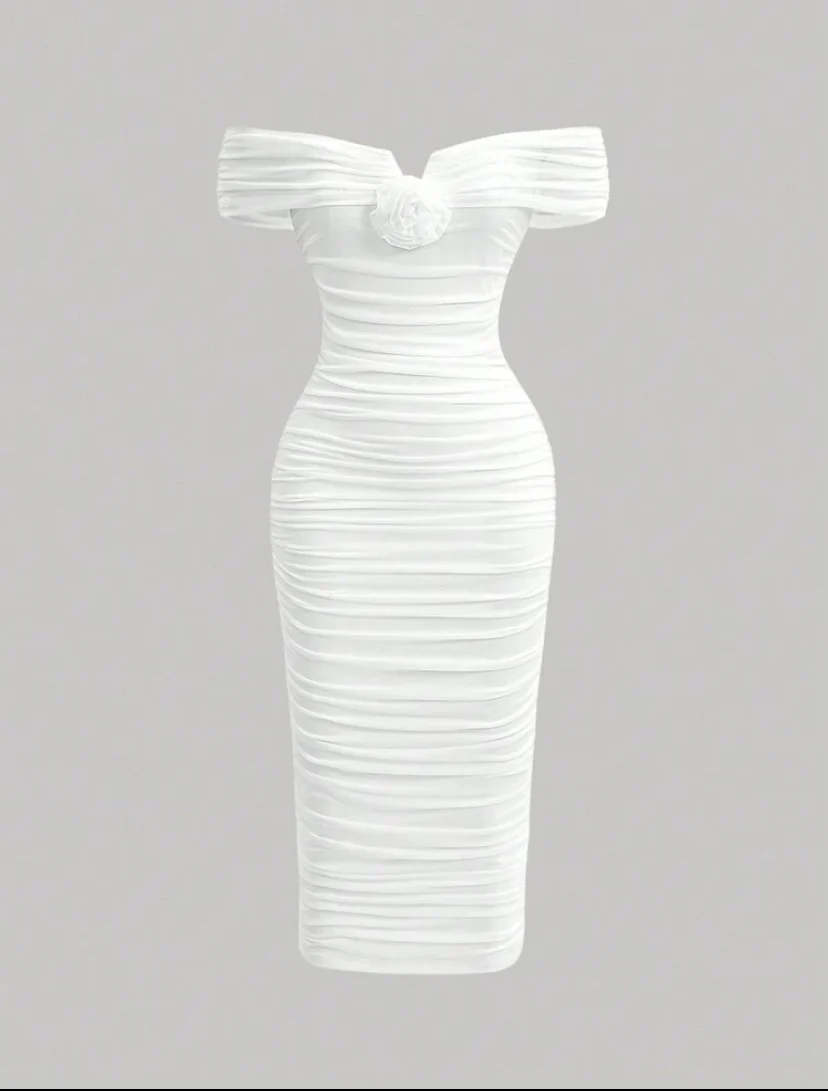 Shein women's white off-shoulder dress - Image 3