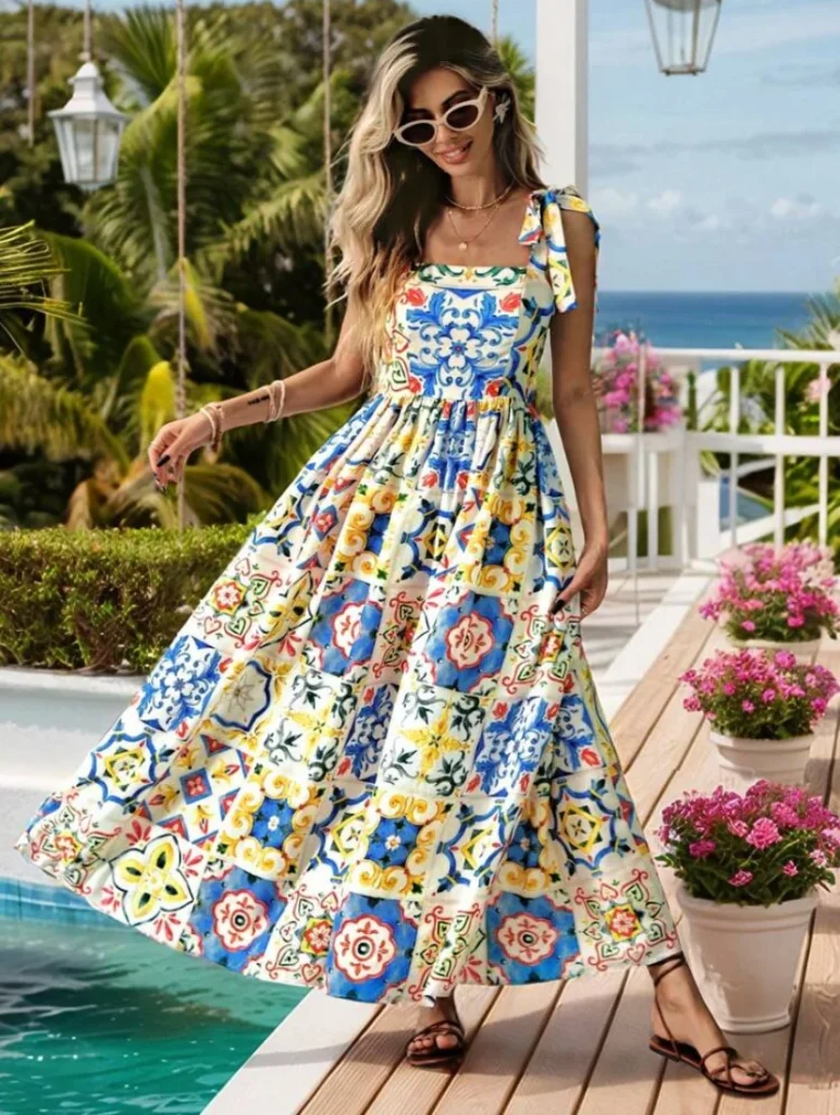 Vacation Printed Summer Long Dress