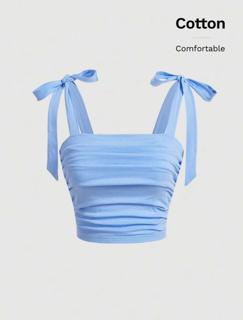 Shein Knotted Shoulder Crop Top - Image 5