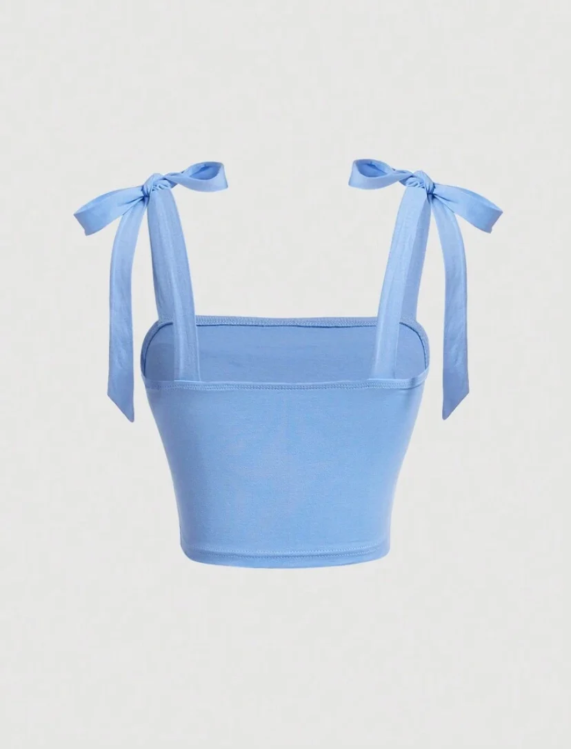 Shein Knotted Shoulder Crop Top - Image 6