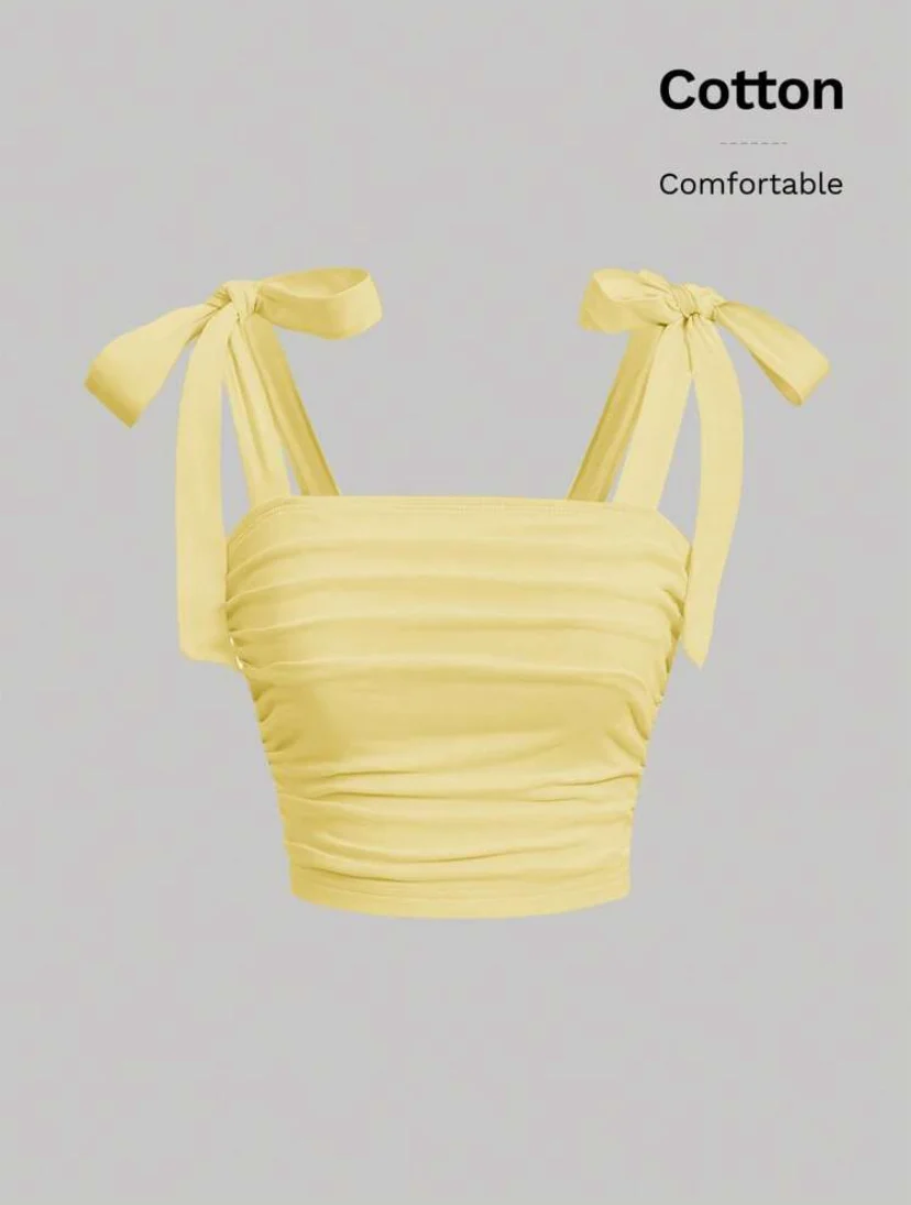 Shein Knotted Shoulder Crop Top - Image 4