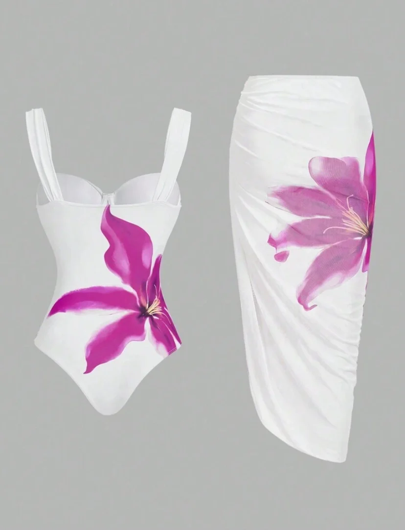 Shein One-Piece Flower Print Swimwear With Cash - Image 4