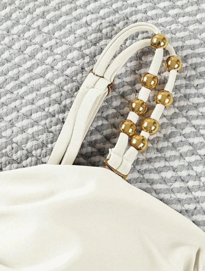 Shein One-Piece Shiny Metal Swimwear - Image 4