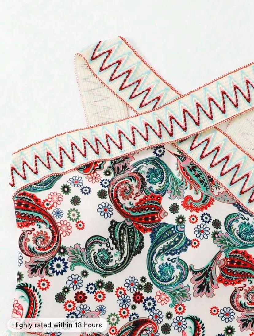 Shein Pattern Cross One-piece Swimwear - Image 5