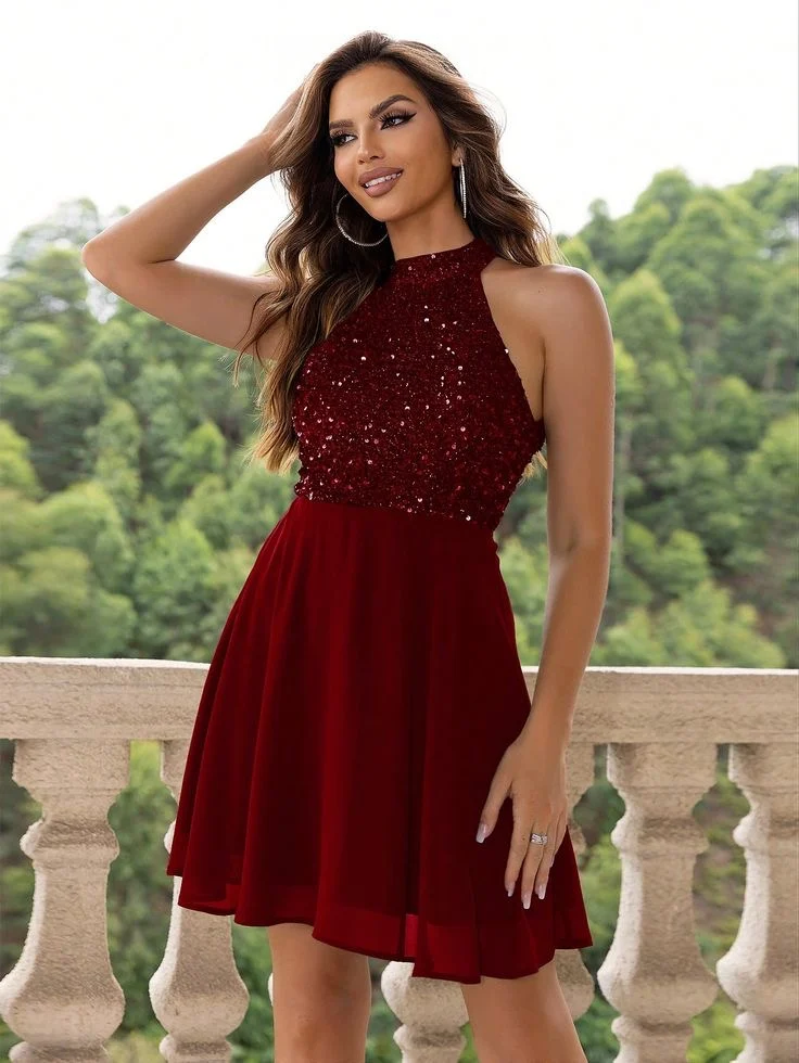 Halter Hem Glowy Sleeveless Night Dress