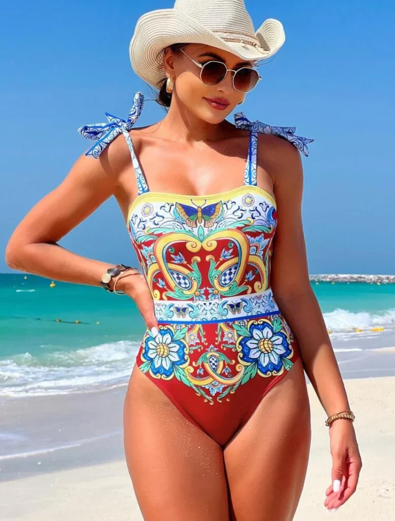 Printed Pattern Colorful One-piece swimsuit