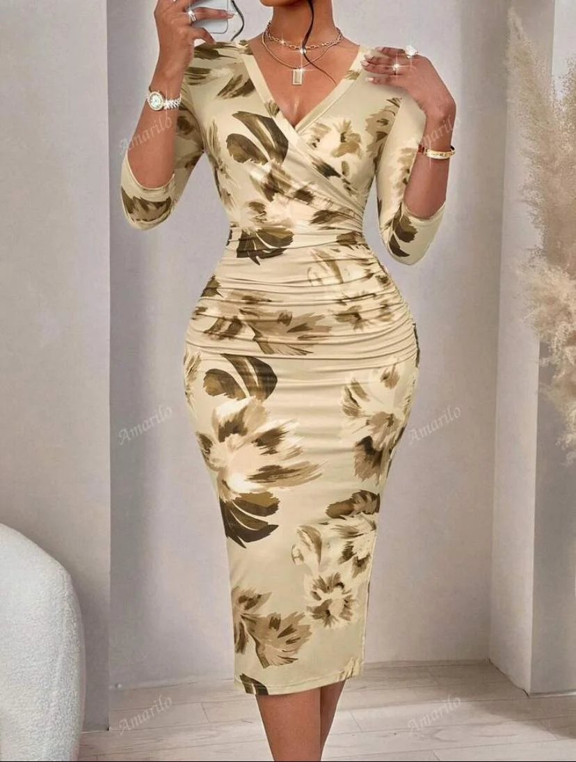 Shein Printed Three-quarter Sleeves Dress - Image 4