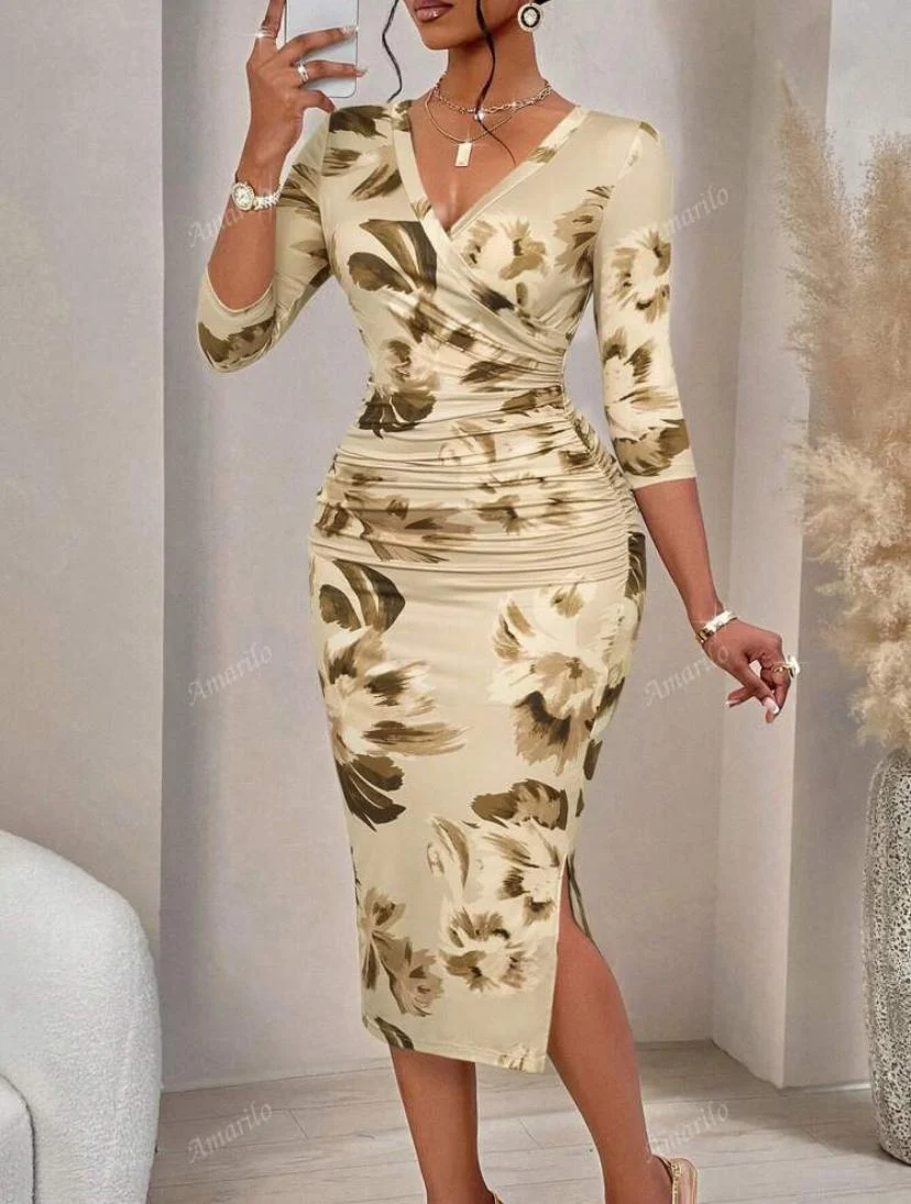 Shein Printed Three-quarter Sleeves Dress - Image 3