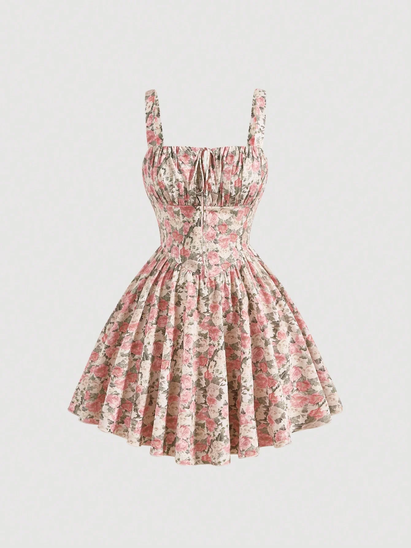 Summer Floral Print with Tie Front Mini Dress