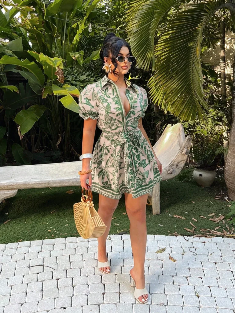 Short-Sleeve Vacation Printed Dress